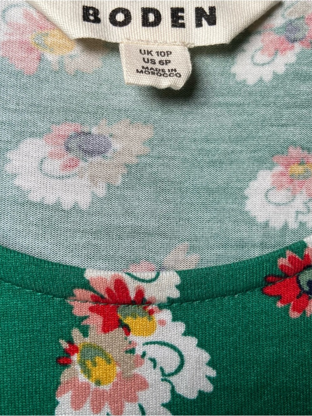 BODEN Midi Dress Ava Jersey Short Sleeve Floral Green 6P Petite - Picture 6 of 7